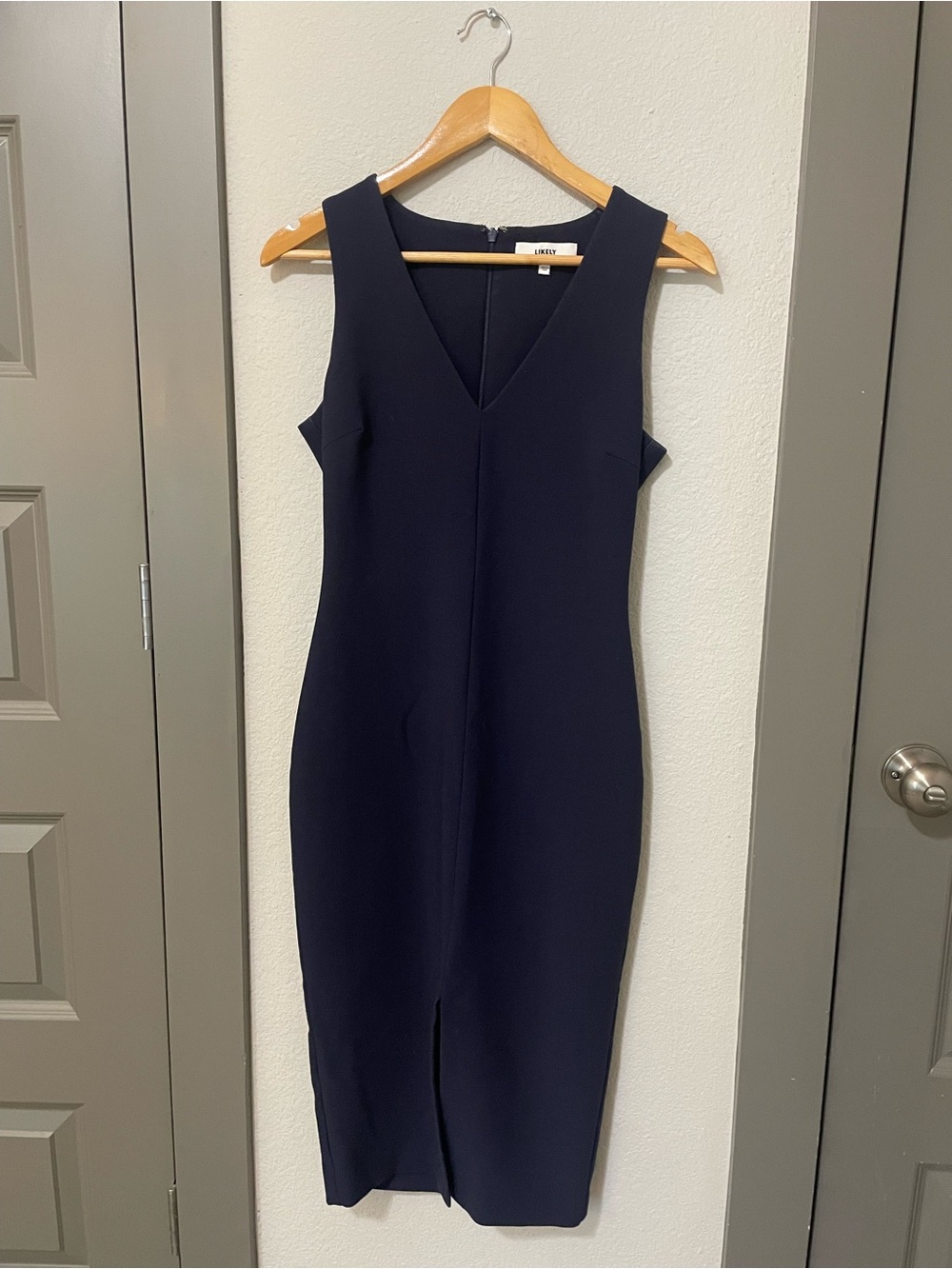 Likely Revolve Classic Bodycon Midi Dress Navy 6 tailored cocktail structured